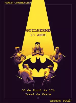 Convite Aniversário Vilões do Batman para Editar Online