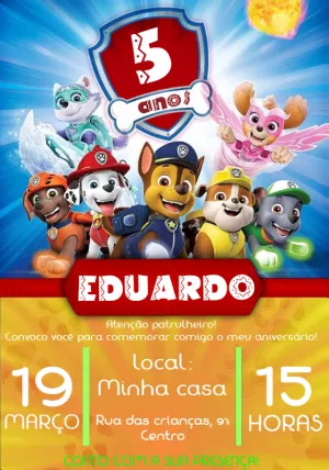 Invito di compleanno Paw Patrol – Statico – DL Design