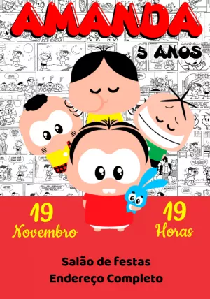 Invitation d'anniversaire Turma da Mônica – Statique – Montando a Sua Festa Oficial