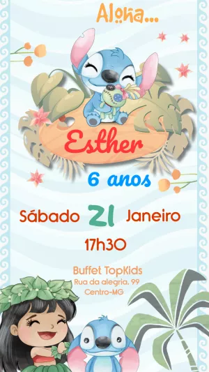 Invitación de cumpleaños Stitch – Estático – Felicity Artes
