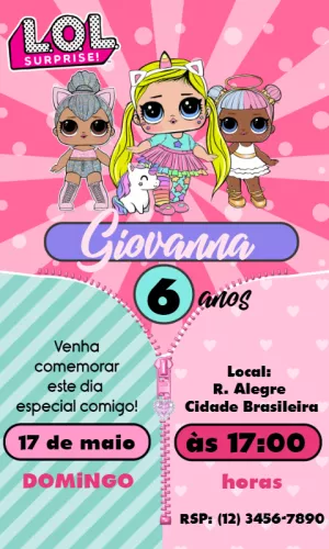 Convite de Aniversário LOL Surprise para Editar Online