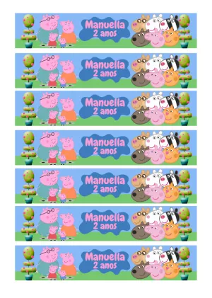 Rótulo de Garrafa Peppa Pig para Aniversário Editável Online