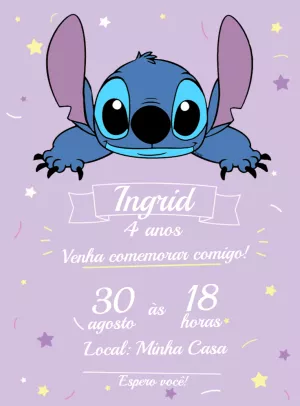 Convite de Aniversário do Stitch Editável Online