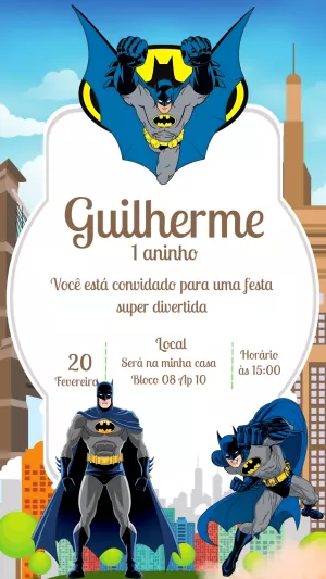 Convite de Aniversário Batman para Editar Online