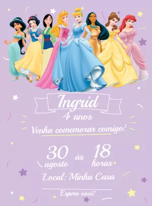 Invitación de cumpleaños Princesas – Estático – Decore Arte