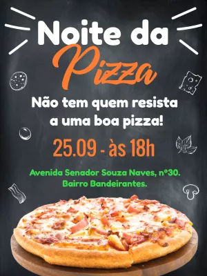 Convite Aniversário Noite da Pizza para Editar Online