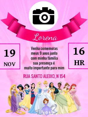 Invitación de cumpleaños Princesas – Estático – Victor designer