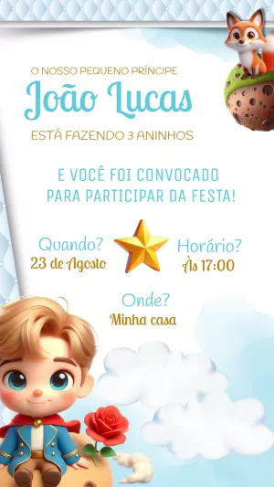 Convite de Aniversário O Pequeno Príncipe para Editar Online