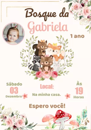 Convite Aniversário Bosque Encantado com Foto para Editar