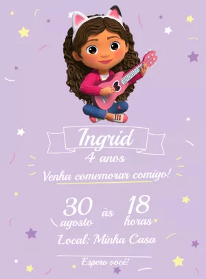 Convite Aniversário Casa Mágica da Gabby para Editar Online