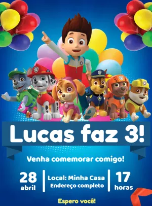 Invito di compleanno Paw Patrol – Statico – Jonathan Fiuza