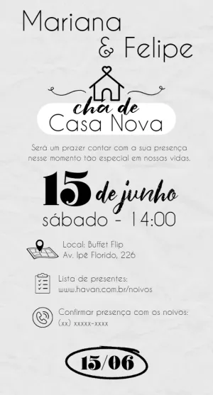 Convite Chá de Casa Nova Moderno para Editar Online
