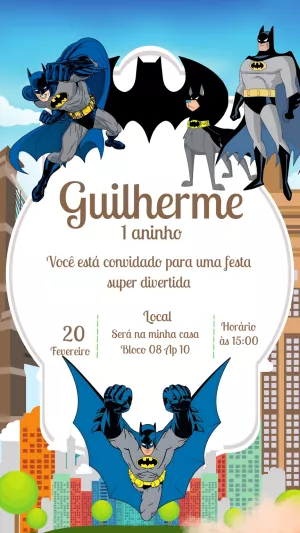 Invitación de cumpleaños Batman – Estático – Gisele