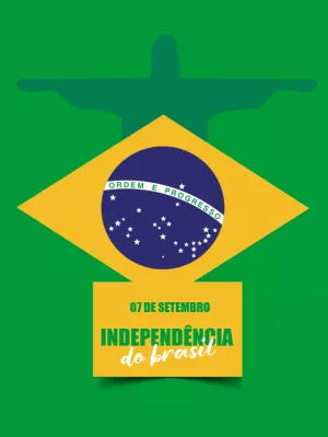 Post da Independência do Brasil com Bandeira para Editar Online