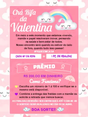 Convite Chá Rifa Chuva de Bençãos para Editar Online