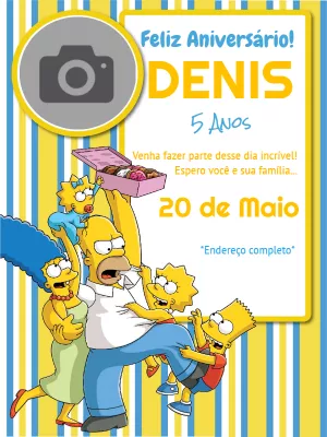 Convite de Aniversário Os Simpsons com Foto para Editar Online