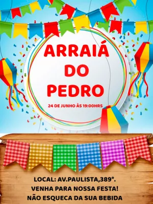 Convite Arraiá de Aniversário Festa Junina para Editar Online
