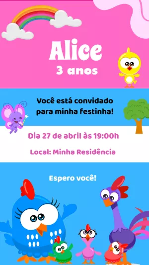 Galinha Pintadinha Birthday Invitation – Static – Felicity Artes
