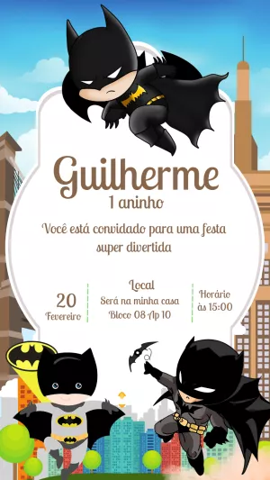 Convite de Aniversário Batman Toy para Editar Online
