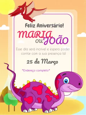 Invitación de cumpleaños Dinosaurio – Estático – Wolf Designer