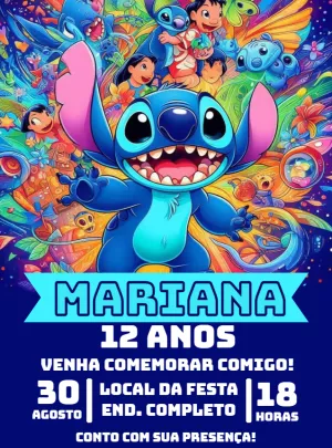 Invitación de cumpleaños Stitch – Estático – Renata Designer