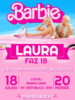 Invitación de cumpleaños Barbie – Estático – C&B artes