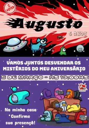 Convite de Aniversário Among Us para Editar Online