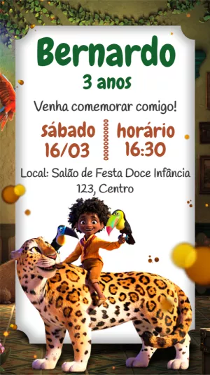 Convite Aniversário Encanto com Personagens para Editar Online