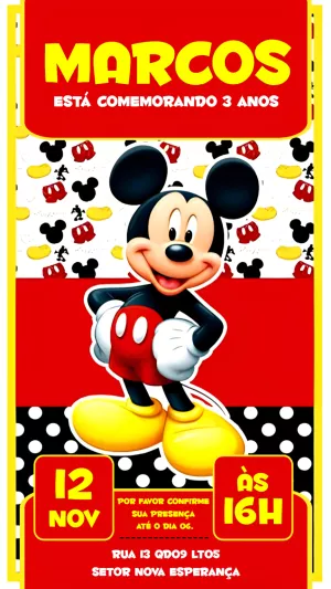 Mickey Mouse Birthday Invitation – Static – Efrata Designer