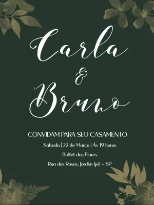 Convite de Casamento Folhagem Verde Elegante para Editar Online