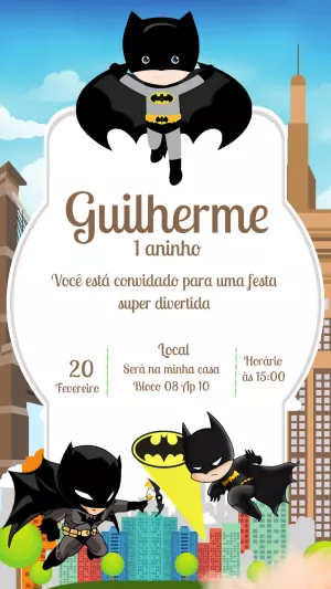 Invitación de cumpleaños Batman – Estático – Gisele