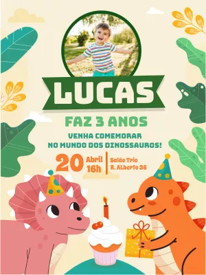 Invitación de cumpleaños Dinosaurio – Estático – Querido Convite