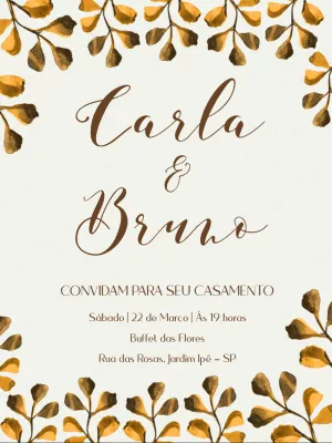 Convite de Casamento Rústico com Folhas de Outono para Editar