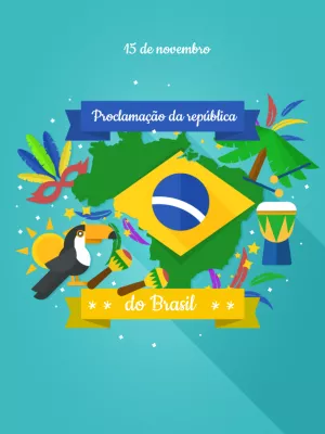 Post Proclamação da República com Ícones do Brasil para Editar
