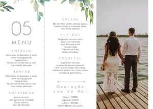 Menu de Casamento Floral com Foto para Editar Online