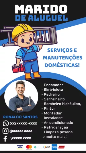 Cartão de Visita Marido de Aluguel para Editar Online