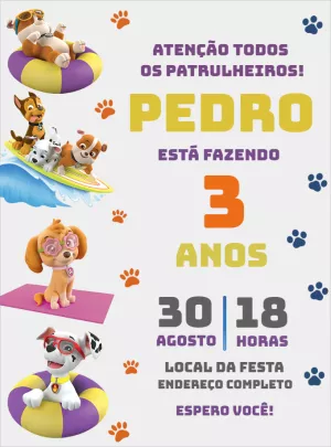 Invito di compleanno Paw Patrol – Statico – Decore Arte