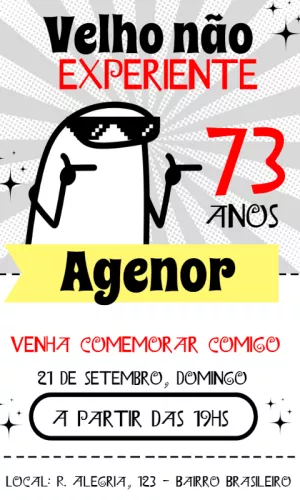 Convite de Aniversário Flork Meme Experiente para Editar Online