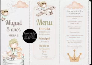 Menu Editável Aniversário Pequeno Príncipe Aquarela