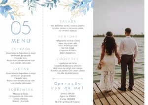 Menu de Casamento Floral com Foto para Editar Online