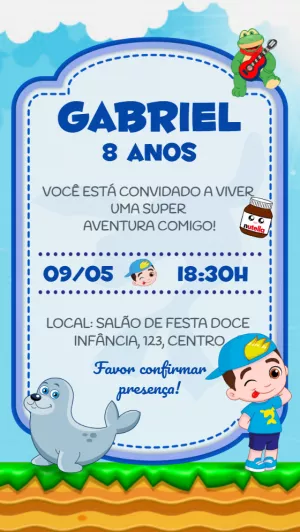 Convite de Aniversário Tema Luccas Neto para Editar Online