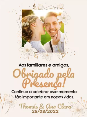 Cartão de Agradecimento Casamento com Foto para Editar Online