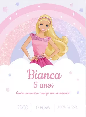Convite de Aniversário da Barbie para Editar Online