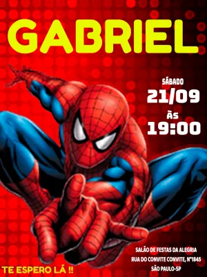 Convite de Aniversário Homem Aranha para Editar Online