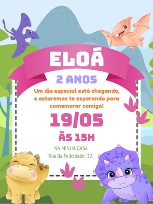 Invitación de cumpleaños Dinosaurio – Estático – Pedro Henrique