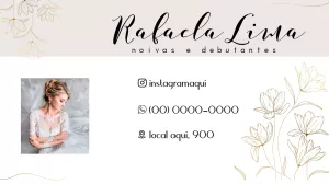Cartão de Visita Noivas e Debutantes Floral para Editar Online