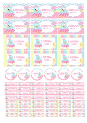 Etiqueta Escolar Galinha Pintadinha Candy Color para Editar Online