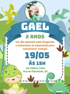 Invitación de cumpleaños Dinosaurio – Estático – Pedro Henrique