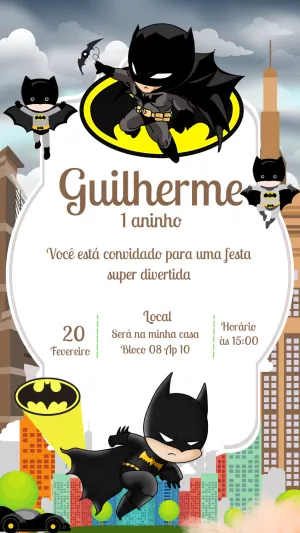 Convite de Aniversário Batman Toy Editável Online