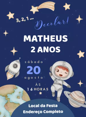 Invito di compleanno Astronauta – Statico – Decore Arte